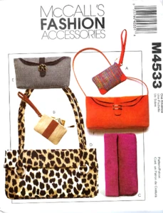 2004 bolsos de mano forrados bolso pulsera embrague patrón de costura McCall's 4533 fuera de imprenta - Imagen 1 de 2
