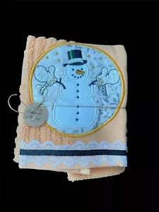 Asciugapiatti Natale Ricamato a Mano Pizzo Cucina Casetta Set Vacanze Pupazzo di Neve - Foto 1 di 8