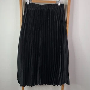 Atmos & Here Maxi Skirt Womens 16 Black Pleated Pullover Unlined Elastic Waist - Picture 1 of 10