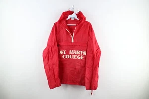 Vintage 80s Champion Mens Medium Distressed St Marys College Anorak Jacket Red - Picture 1 of 18
