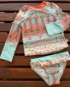 TODDLERS FLOATIMINI 2 PIEZAS TANKINI RASHGUARD PARTE SUPERIOR INFERIOR 3T ADORABLE BOHO - Imagen 1 de 5