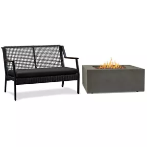 Home Square 2-Piece Set with 36.5" Square Propane Fire Table and Patio Loveseat - Picture 1 of 14