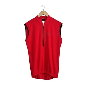 Giordana Men Cycling Vest Quarter Zip Red Large Lightweight Mesh Jersey Pockets - Picture 1 of 8