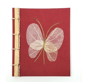 Handmade Notebook Official Manfarita 4.3" x 5.5" 100 pages - Red Butterfly - Picture 1 of 3