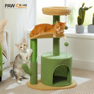 PAWZ Road Cactus Small Cat Tree Tower Sisal Scratching Post with Perch Condo 33” - Picture 1 of 35