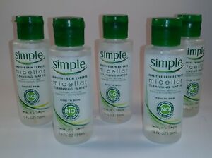 Simple Micellar Cleansing Water Makeup Remover 1.9 FL OZ Travel Size x5 sealed