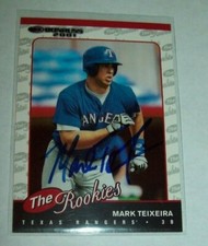 2001 Donruss Texas Rangers Mark Teixeira Rookie Hand Signed Autographed Card 