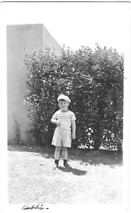 Vintage Snapshot Photo Little Boy Outside Dressed Up Wearing Cap - Picture 1 of 2