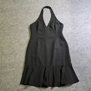 Chaps Dress Womens 14 Black Halter Short Fitted Ruffle Hem Cocktail LBD Party - Picture 1 of 9
