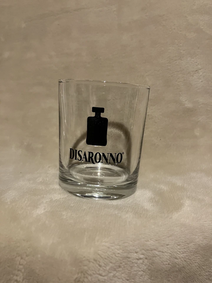 Disaronno Amaretto Short Glass With Black Detail 3 inch tall perfect  Christmas  - Image 1 of 4
