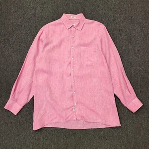 Men's Peter Millard Saltwater Red Linen Large Relax Fit Long Sleeve Button Shirt - Picture 1 of 4