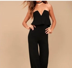 Tuta Lulu’s Power of Love nera senza spalline gamba larga taglia XS Sweetheart - Foto 1 di 15