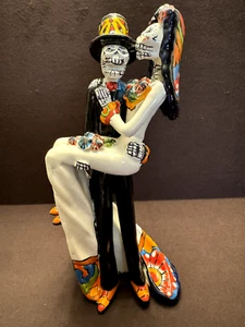 Talavera Skeleton Bride/Groom Wedding Day of the Dead Pottery Dia de los Muerta - Picture 1 of 7