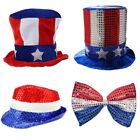 Sam Hat  Tie Top Hat American Flag Costume Patriotic Accessories