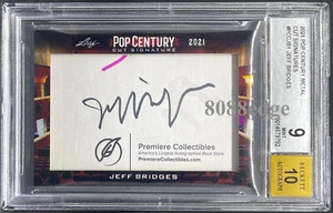 2021 POP CENTURY CUT SIGNATURE AUTO: JEFF BRIDGES "OSCAR"BGS 9 MINT AUTOGRAPH 10 - Picture 1 of 4