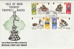 Island of Man 1974 Motorcycling 4 Values on FDC MF71347 - Picture 1 of 1