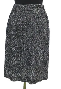 Vintage Helen Hsu Rock Gr. M schwarz weiß Santana Strick Schleife Tweed A Line 8 10 - Bild 1 von 6