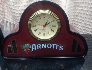Arnott's Watch Tin Container with Quartz Roman Numeral Clock - Picture 1 of 14