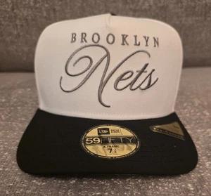 BROOKLYN NETS Men's New Era White/Black 2025 NBA Draft A-Frame 59FIFTY Fitted - Picture 1 of 4