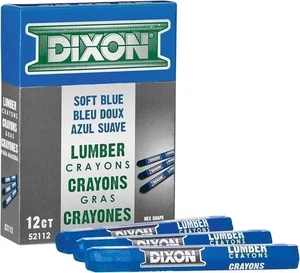 Dixon Industrial Lumber Marking Crayons, 4.5" x 1/2" Hex, Soft-Blue, 12-Pack... - Picture 1 of 3