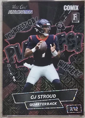 CJ STROUD BLACK COMIX REFRACTOR ROOKIE CARD #7/12 - 2023 WILD CARD ALLUMIATION  - Image 1 of 2
