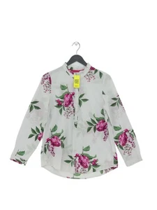 Joules Women's Top UK 8 White Floral 100% Cotton Long Sleeve Crew Neck Basic - Picture 1 of 6
