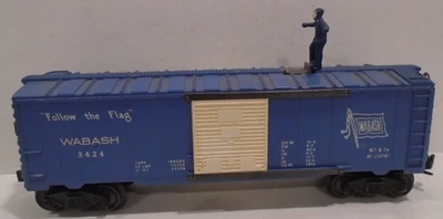 VINTAGE LIONEL #3424 O GAUGE  WABASH OPERATING WALKING BRAKEMAN CAR EXCELLENT - Image 1 of 4