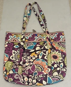 Vera Bradley Plum Crazy Large Tote Bag Baumwolle gesteppt Landhaus - Bild 1 von 16