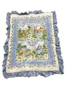 Vintage Classic Winnie The Pooh Ruffled Crib Blanket 1997 Disney Pooh EUC - Picture 1 of 8