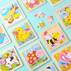 5 Pcs 3D Puzzle Jigsaw Wooden Toys Kids Children Educational Cartoon Animal - Picture 1 of 3