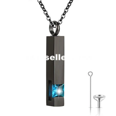 Камень на день рождения урна для кремации куб памятный пепел ожерелье кулон сувенир 22 дюйма - Изображение 1 из 4