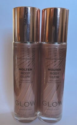 2 Makeup Revolution Molten Body Glow Rose Gold Face Body Liquid Illuminator - Image 1 of 4