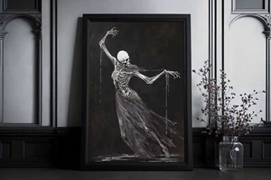 Cuadro de calavera, impresión gótica, impresión de esqueleto gótico, imagen de Halloween, - Imagen 1 de 1