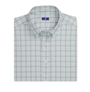 NWT Footjoy Men's Woven Plaid Long Sleeve Cotton Shirt Small S - Picture 1 of 3