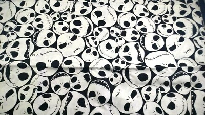 Jack Skeleton Nightmare Before Christmas Faces Fat Quarter Cotton Fabric FQ NEW - Image 1 of 2