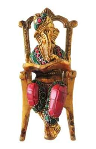 Ganesh Ji Statue Religious Metal Showpiece Sculpture Figurine 6 inch - Picture 1 of 2