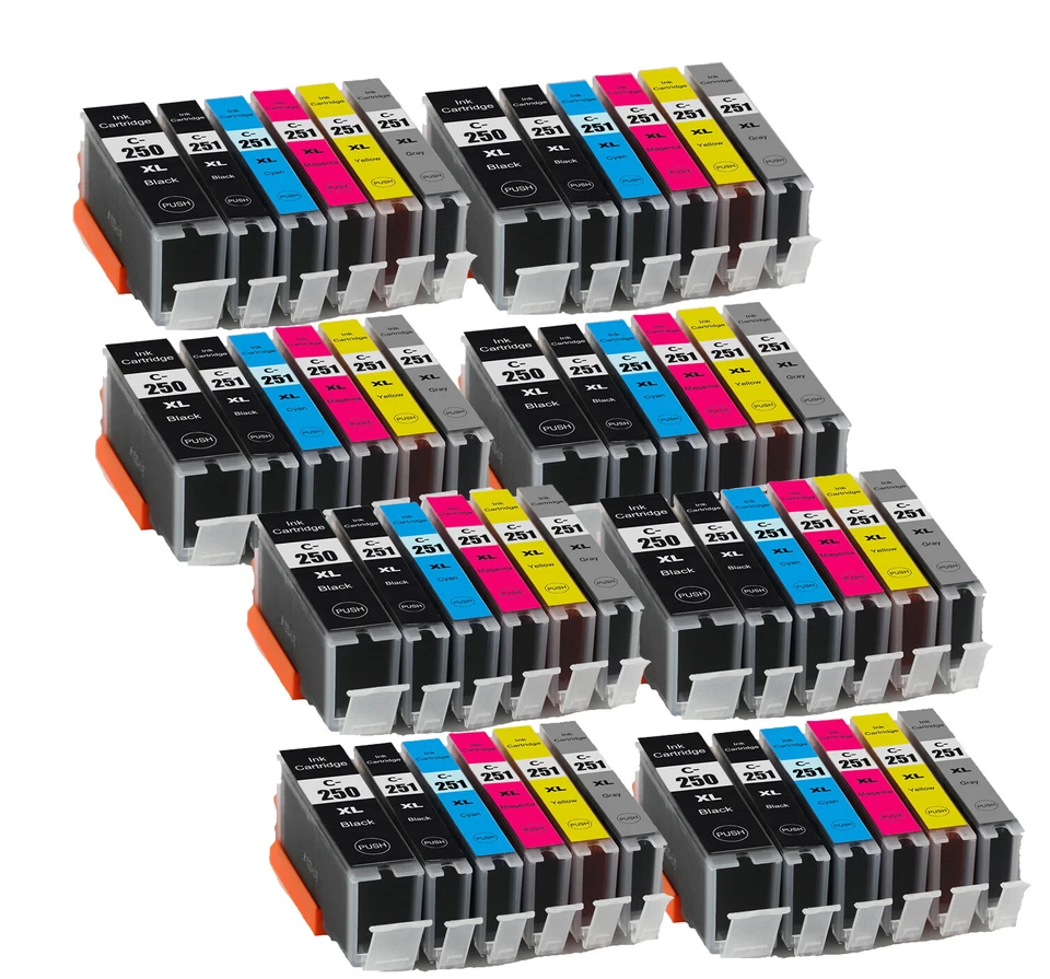 Cartuchos de tinta 48PK con chip para Canon PGI-250XL CLI-251XL MG7520 iP8720 MG7120 Foto 1 de 1