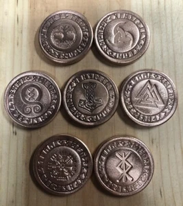 Handförmige & gestempelte KUPFER RUNE MÜNZEN - 7 Münzen SET 0,999 Kupfer - Bild 1 von 1
