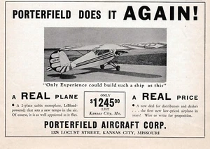 TWO, 1934 / 1935 Porterfield Aircraft Ads 5/26/2025b - Picture 1 of 2