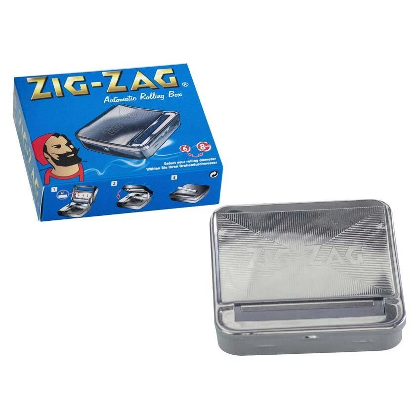 Zigarettenrollbox Zig Zag aus Metall in silber gemustert - Bild 1 von 1