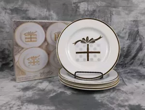 4 American Atelier Gala Dessert/Salad Plates 8" Gold & Silver Christmas Gifts - Picture 1 of 23