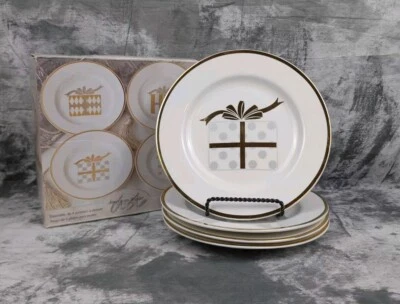 4 platos de postre/ensalada American Atelier Gala 8" oro y plata regalos de Navidad Foto 1 de 4