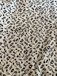 Musical Note Fabric Cotton Joann Fabrics Treble Clef 26” X 43”. - Picture 1 of 2