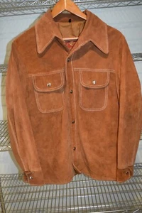 Sherman vtg Leather Suede Snap Jacket Size 40 - Picture 1 of 8