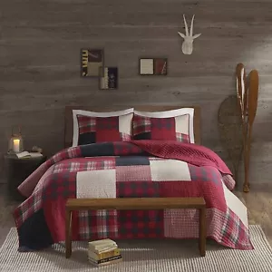 King Size Bedding 3 Pc Farm Quilt Set Country Bohemian Lodge Patch Work Design - Picture 1 of 24
