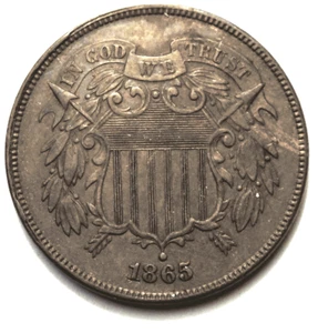 Moneda de Estados Unidos 1865 2c escudo de dos centavos elegante 5 AU - Imagen 1 de 4