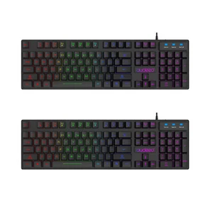 2x LED Gaming QWERTZ Tastatur Schwarz USB Keyboard Beleuchtet Deutsches Layout - Picture 1 of 3