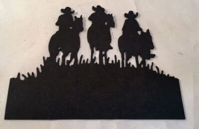 Cowboy Trio Die Cuts * Set of 12 * Black Cardstock * Cowboy Silhouette - Image 1 of 3
