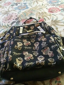 PIPI BEAR Diaper Bag Backpack Black Gold Trim Baby Bag Unisex Pre Own VGC - Picture 1 of 7