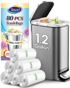 1.2 Gallon Strong Trash Bags Garbage Bags Bathroom Trash Can Bin Liners Small - Picture 1 of 7